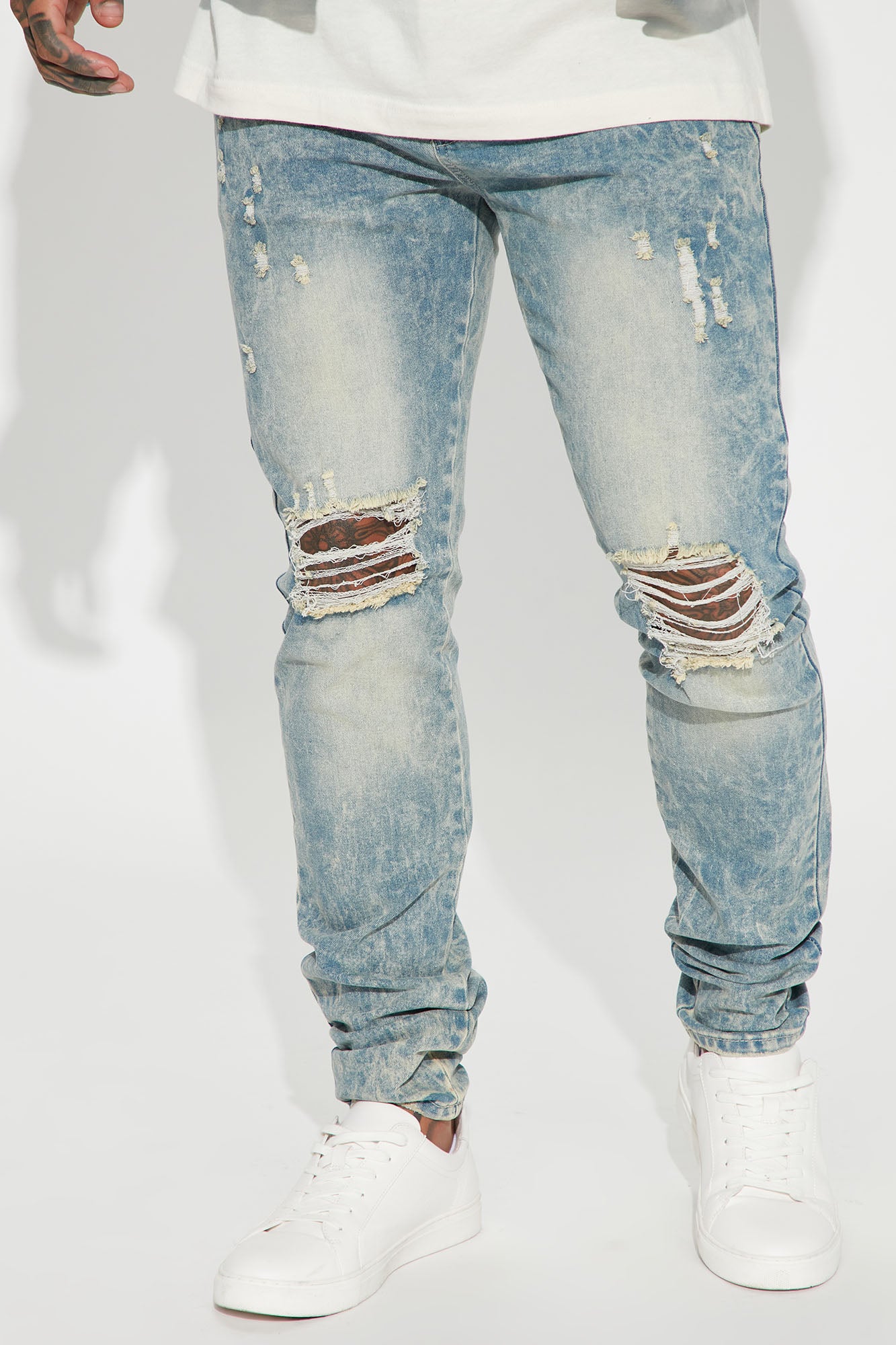 Bleach Out Stacked Skinny Jeans - Bleach Blue Wash Flash Sale